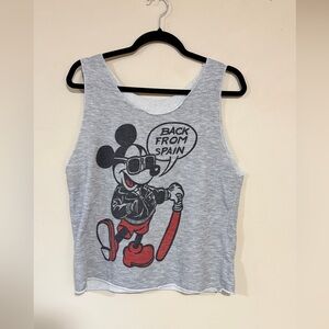 Rare Vintage Mickey Mouse Back From Spain Soccer Hooligan Bootleg 90s Tank Top